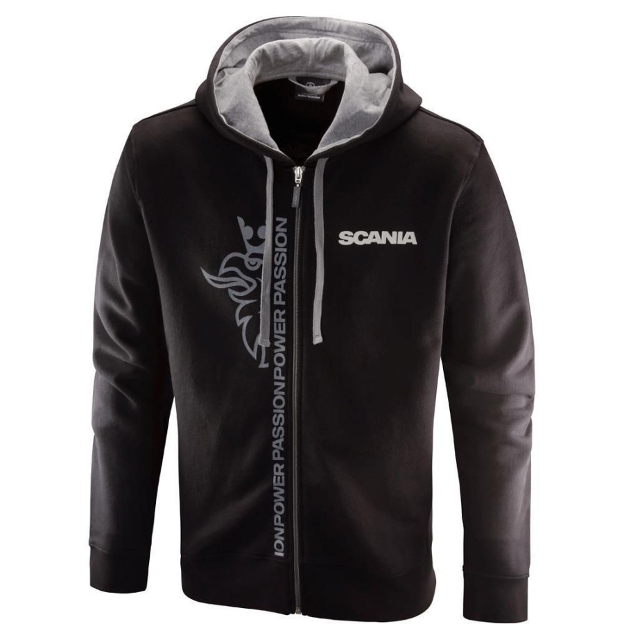 Vaatteet SCANIA Colleget Ja Hupparit | Miesten Musta Basic Cropped Griffin Zip Hoodie