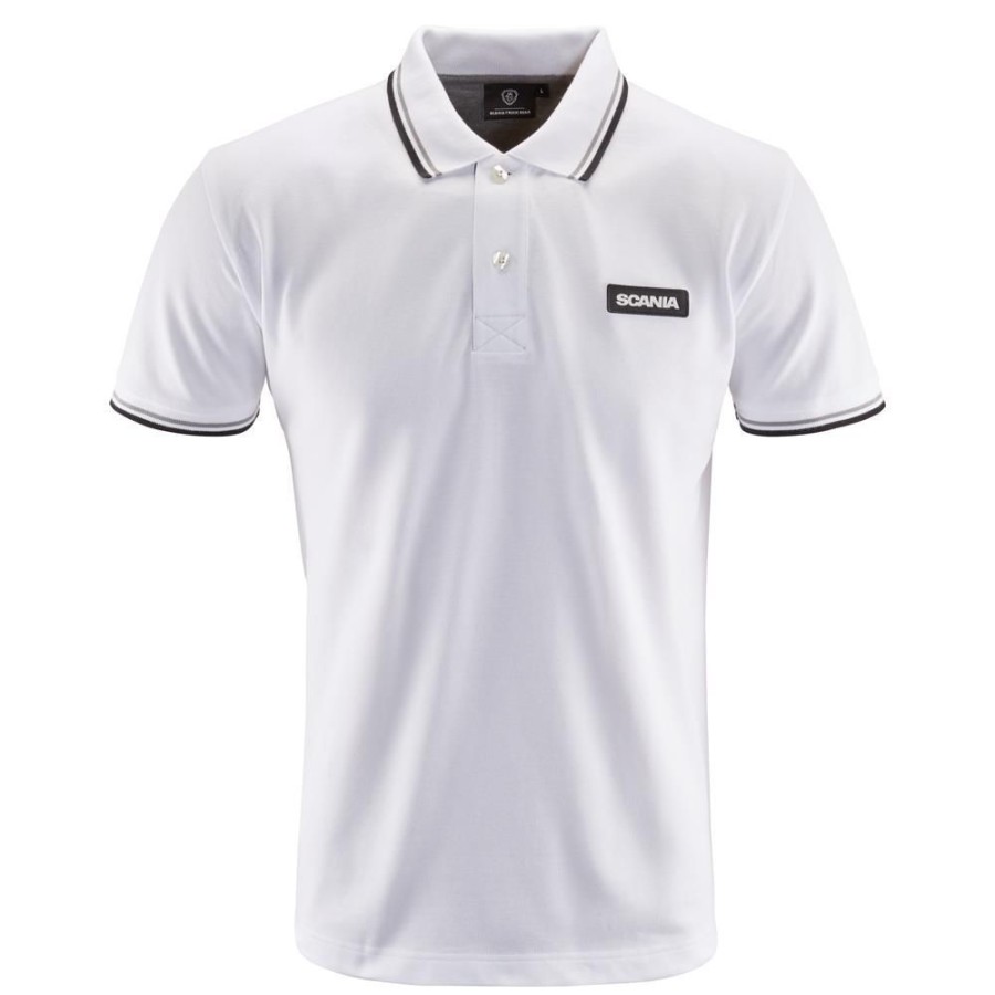 Vaatteet SCANIA Poolopaidat Ja Kauluspaidat | Men'S White Classic Scania Pique